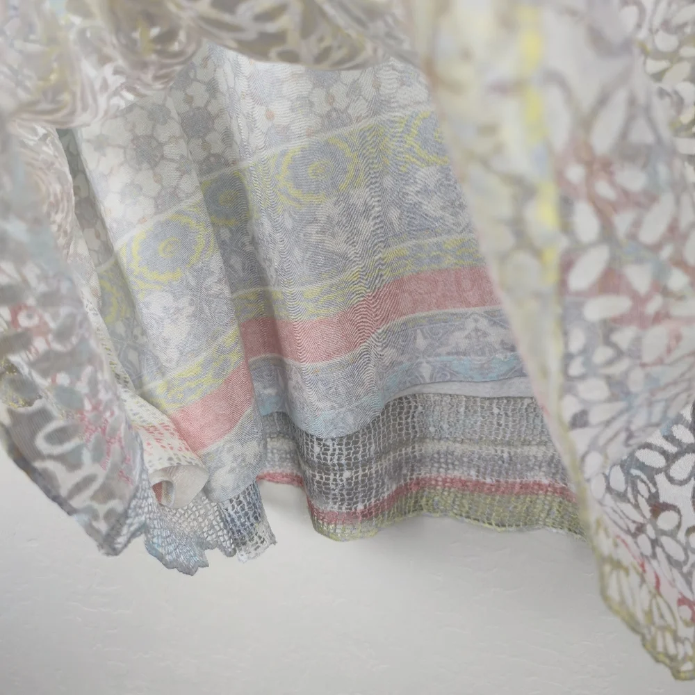 Ali Miles Floral Burnout Mesh Tunic Top Aqua Pastels Flowy Relaxed Layered 2X - Picture 12 of 13